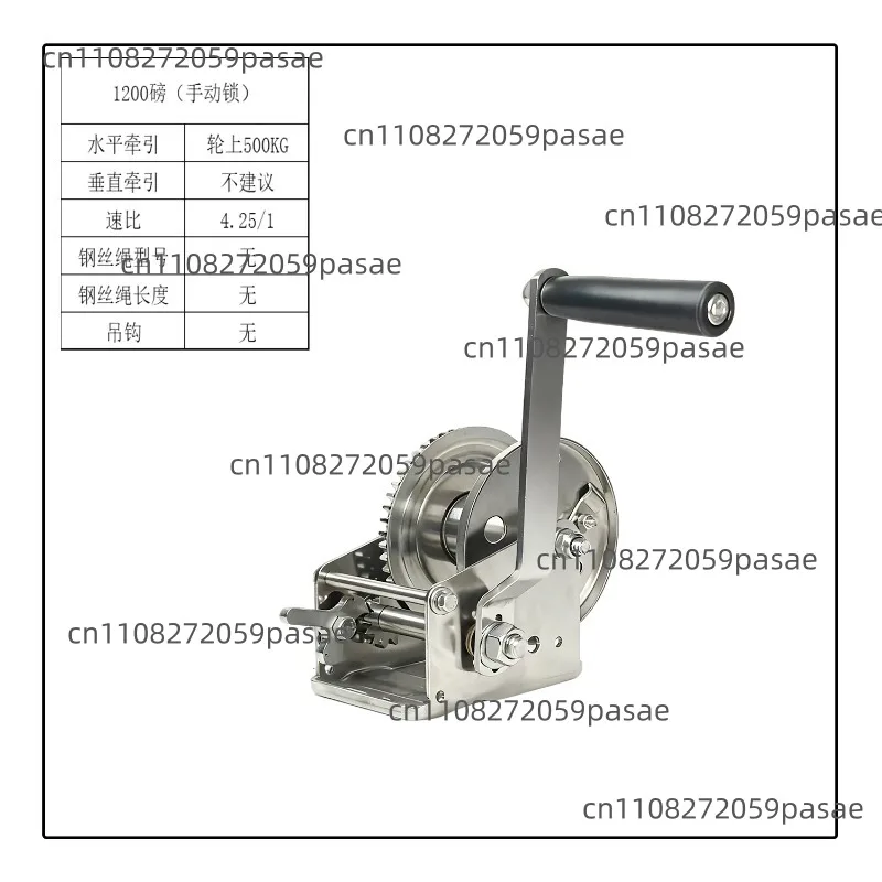 Hand-Crank Winch: 304 Stainless Steel, Corrosion-Resistant, Rust-Proof, Eco-Friendly Manual Locking Winch, Small Crane