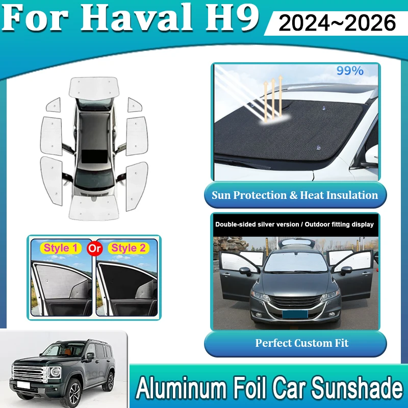 Sunshades For Haval H9 Accessories 2024 2025 2026 Sun Window Visors Sunshade Screen Visors Anti-UV Protector Heat Shield Parasol