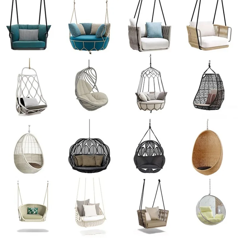Rattan outdoor hanging basket swing, leisure Internet celebrity balcony, rope woven sofa, bird's nest, personalized rocking