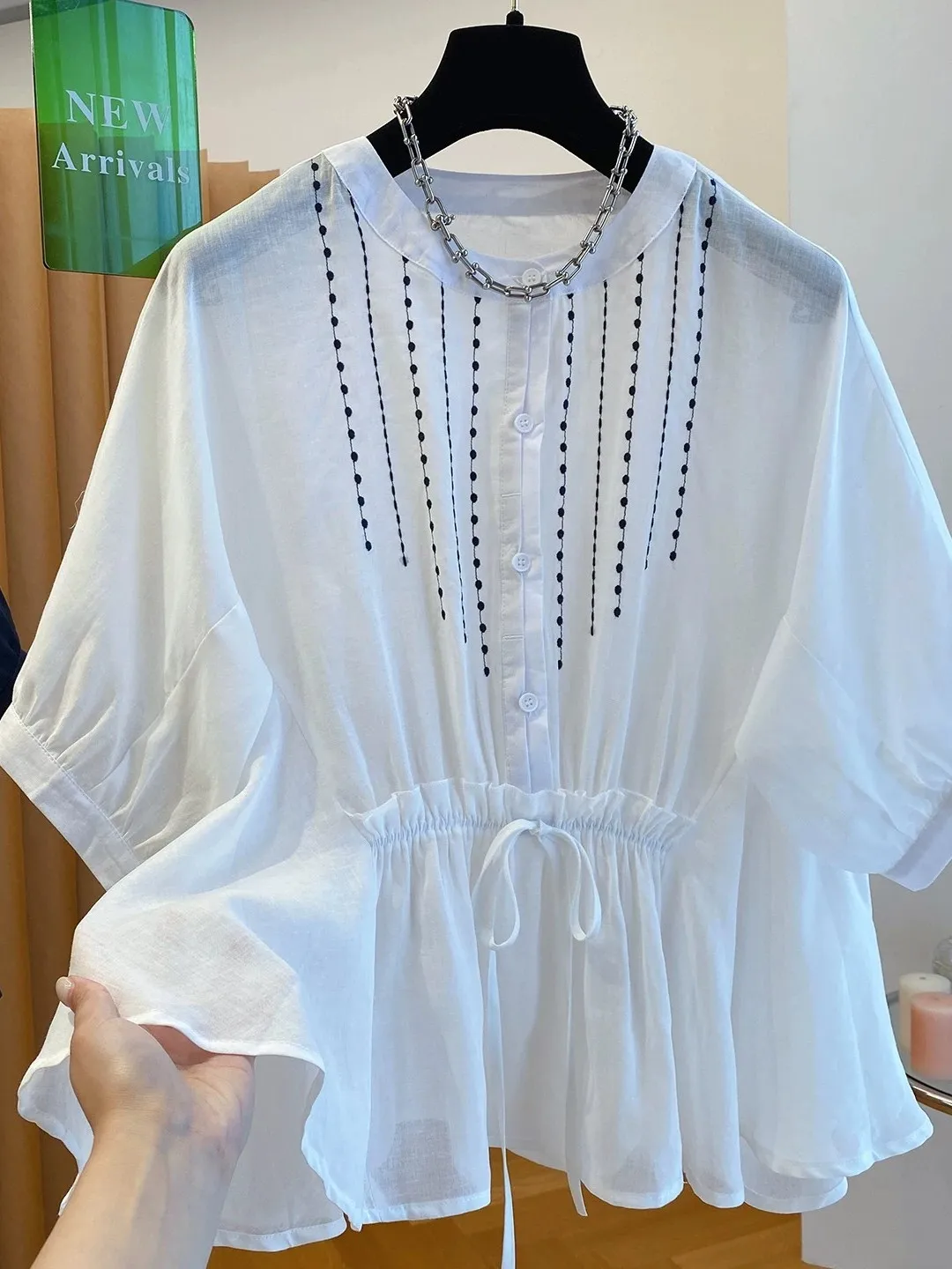 

Unique Lightweight Cotton Linen Shirt Loose Fit Summer New Style for plus Size Women Elegant Fairy Tale Doll Top Casual Wear