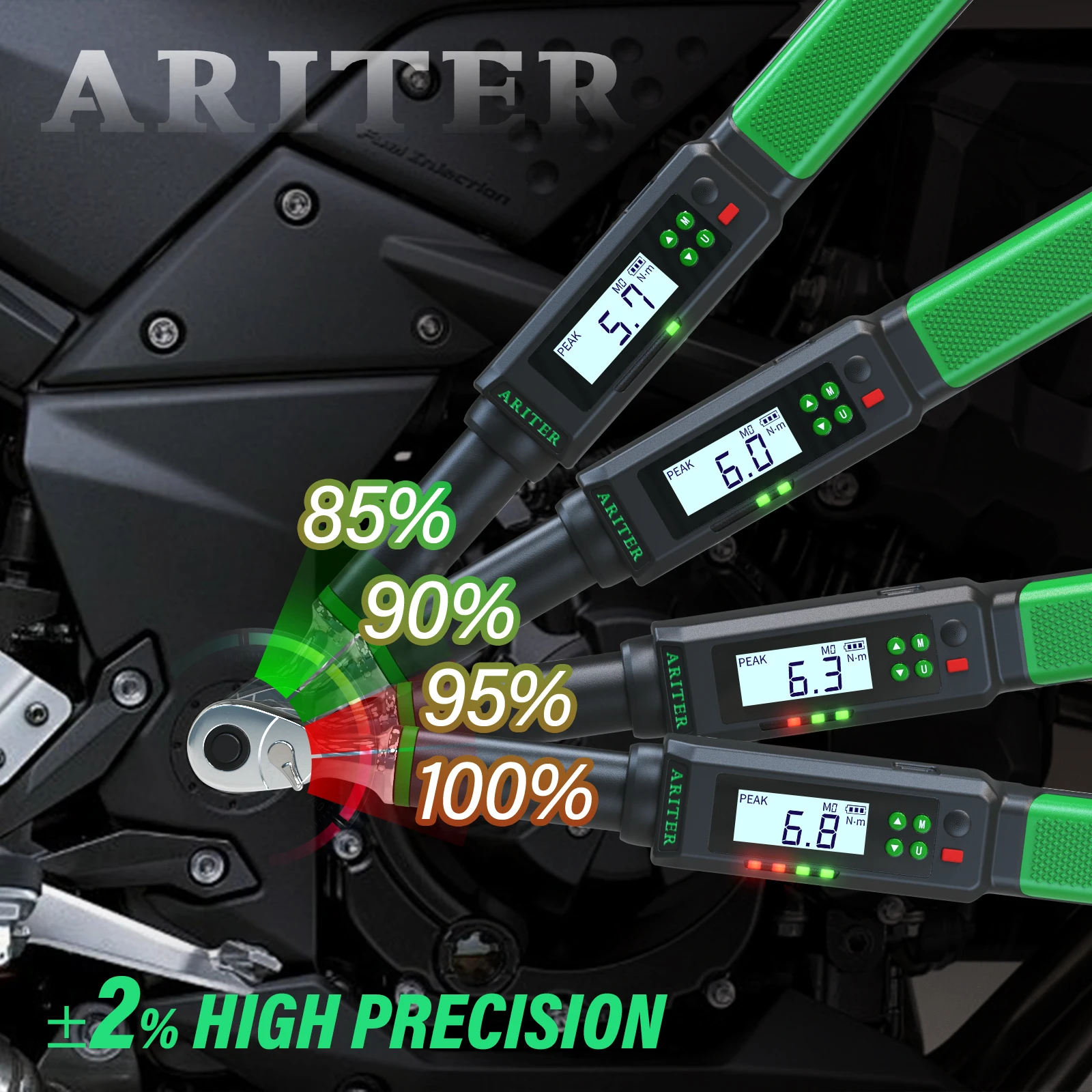 ARITER Digital Torque Wrench 1-400N.m 1/4 3/8 1/2 Drive 2% Accuracy Adjustable Profession Car Machine Repair Tools
