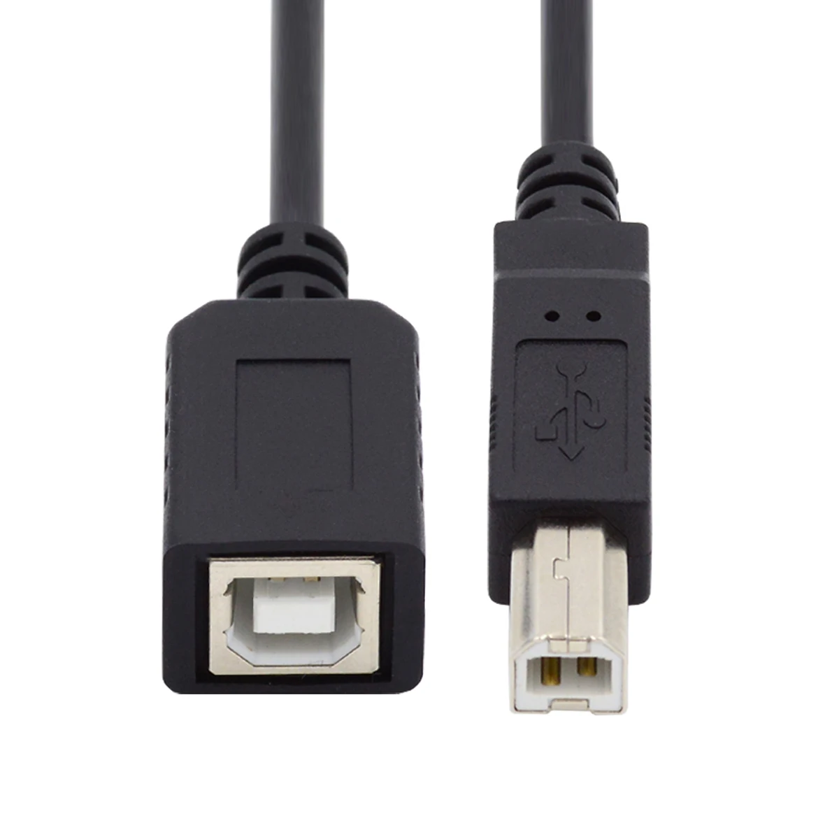 Cablecc Angled 90 Degree USB 2.0 Type B Male to Female  Extension Cable for Disk Printer Scanner 20CM