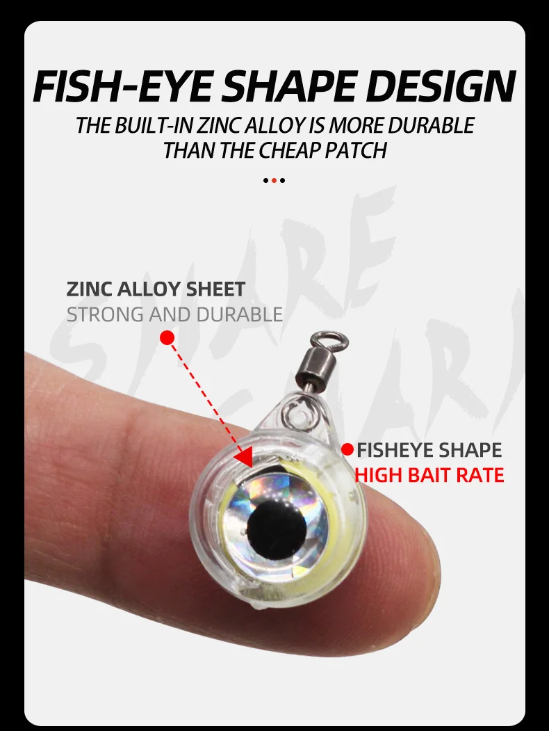 ShareShark 10 Stück Mini-Licht-LED-Tiefstropfen-Unterwasser-Augenform zum Angeln, Tintenfisch, Angelköder, leuchtender Köder zum Anlocken von Fischen – Detail 4