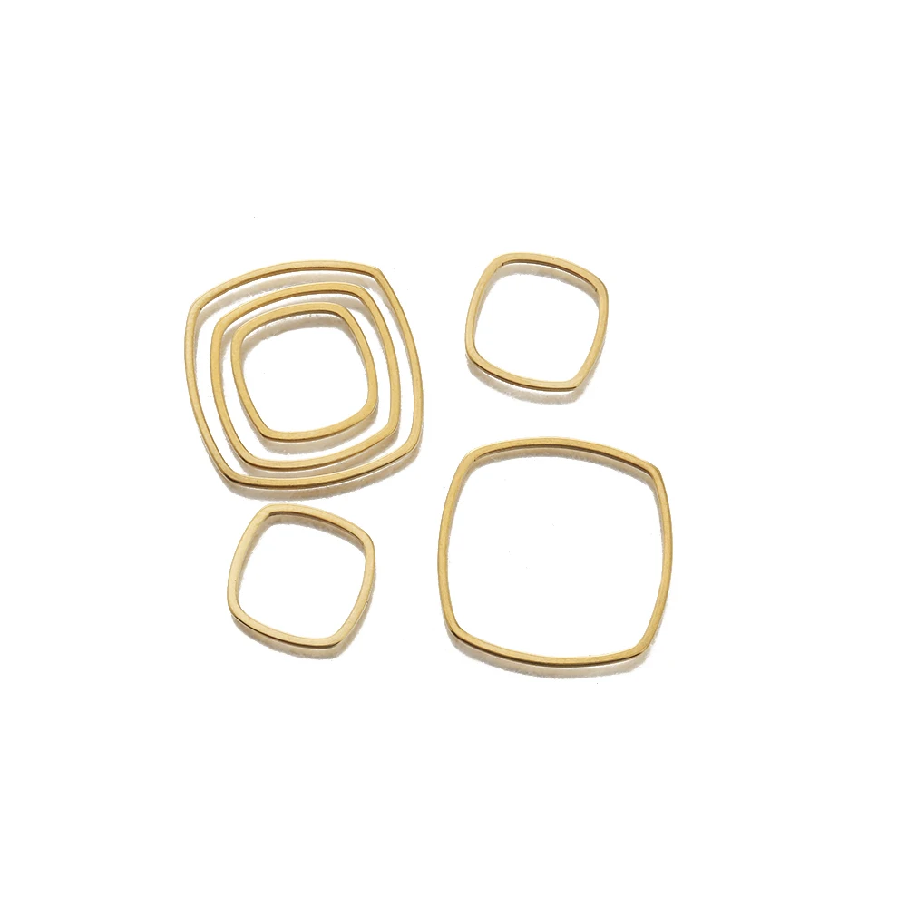 

Stainless Steel Hollow Square Frame Open Back Bezel Pendants Linking Rings for DIY Resin Earrings Necklaces Bracelets Jewelry