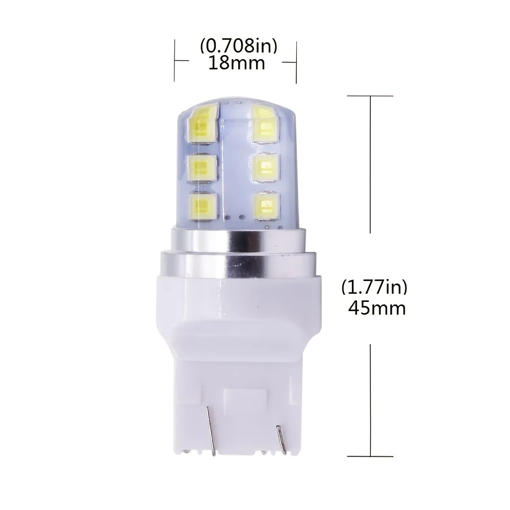 2Pcs T20 7443 Strobe Flash Blink 12 SMD 2835 LED Silicone reverse Lights Brake Light Parking Lamp 12V White Red Yellow