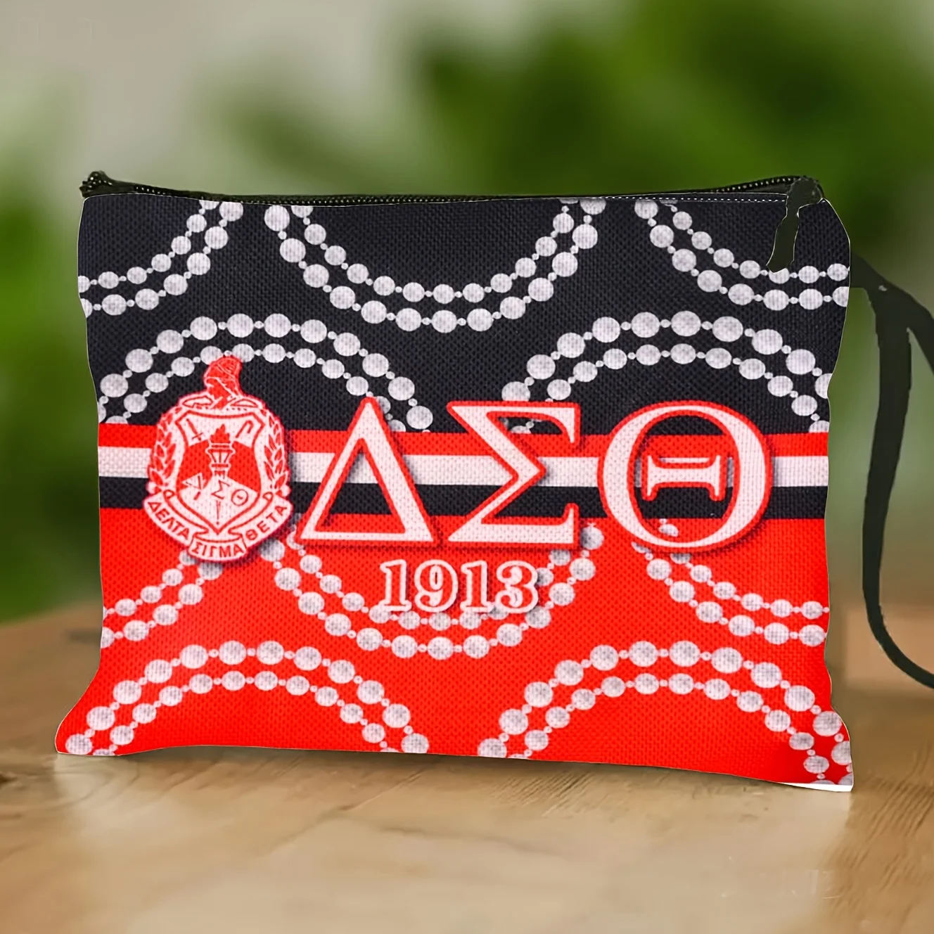 Delta Sigma Theta Sorority Women' Zipper Bag - Greek Letter Makeup Pouch & Lightweight Sorority Sisterhood Gift for Women Gifts
