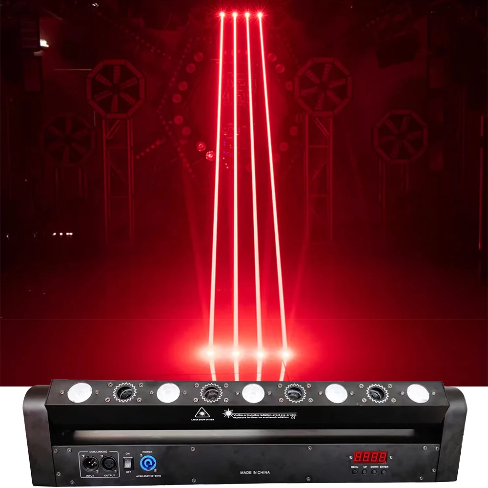 Imagem -02 - Movendo o Feixe de Luz Principal Laser Vermelho 5x10w Led Branco Quente Line Scan Bar Lamp Disco Light Pcs