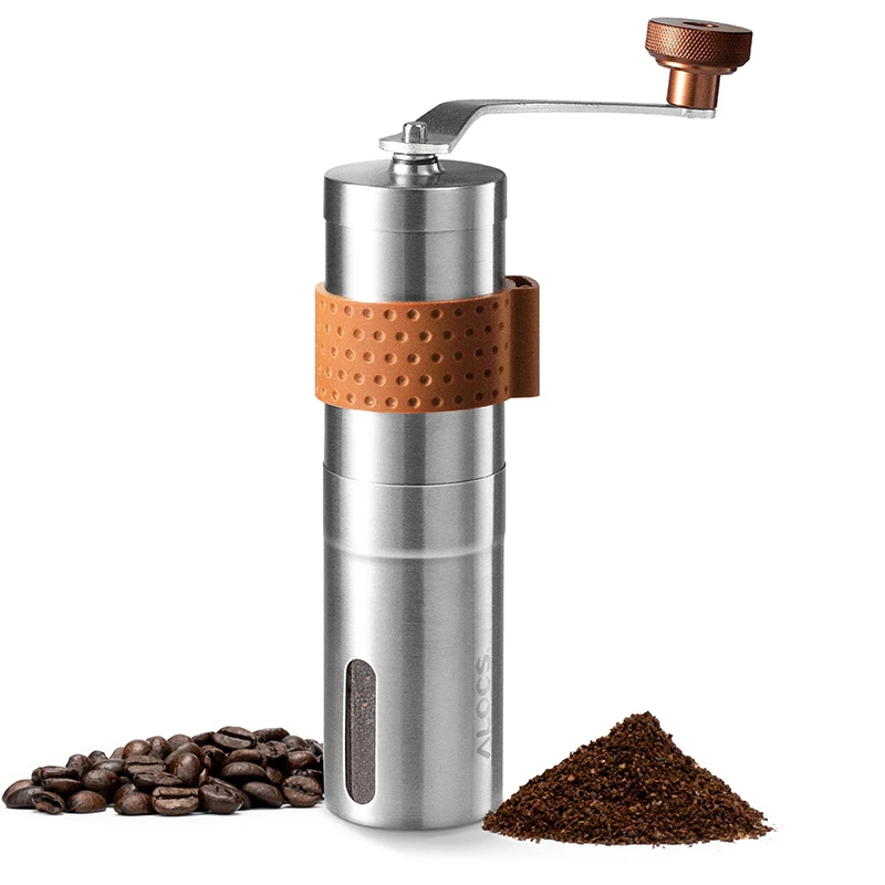 Kingpool Portable Stainless Steel Manual Conical Burr Coffee Grinder Mill Outdoor Camping Mini Hand Espresso Coffee Bean Grinder