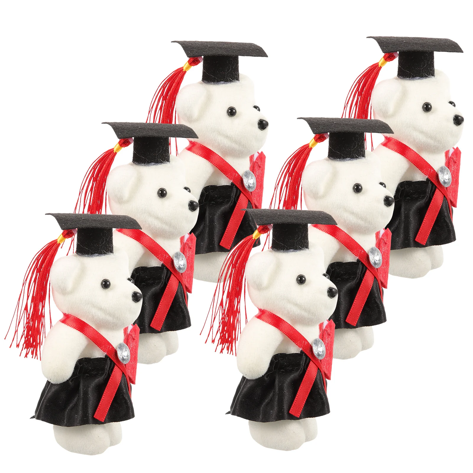 

6 Pcs Graduation Season Dr Bear Toy in Cap Animal Ornament Graduates Accessories Foam Gift Bouquet Decoration