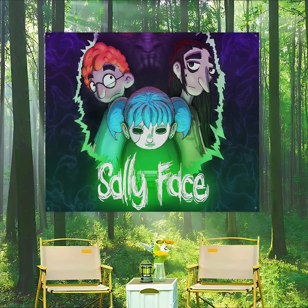 Popular Horror Game S-Sally F-Face Cartoon Flag Wall Hanging Banner Decoration Household Home Decor