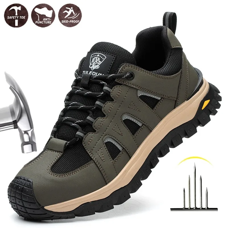 

Lightweight Steel Toe Construction Protection Safety Shoe Men Anti-smash Anti-puncture Breathable Indestructible Safety Shoes