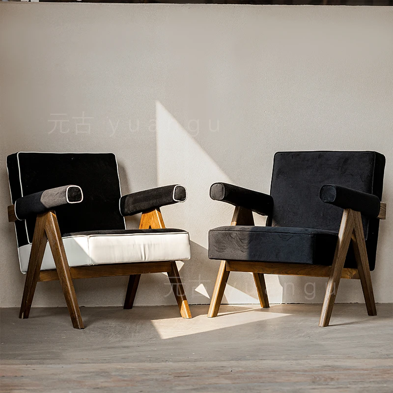 

Black Single Living Room Chairs Solid Wood Modern Nordic Bedroom Living Room Chairs Ergonomic Floor Sillon Individual Furniture