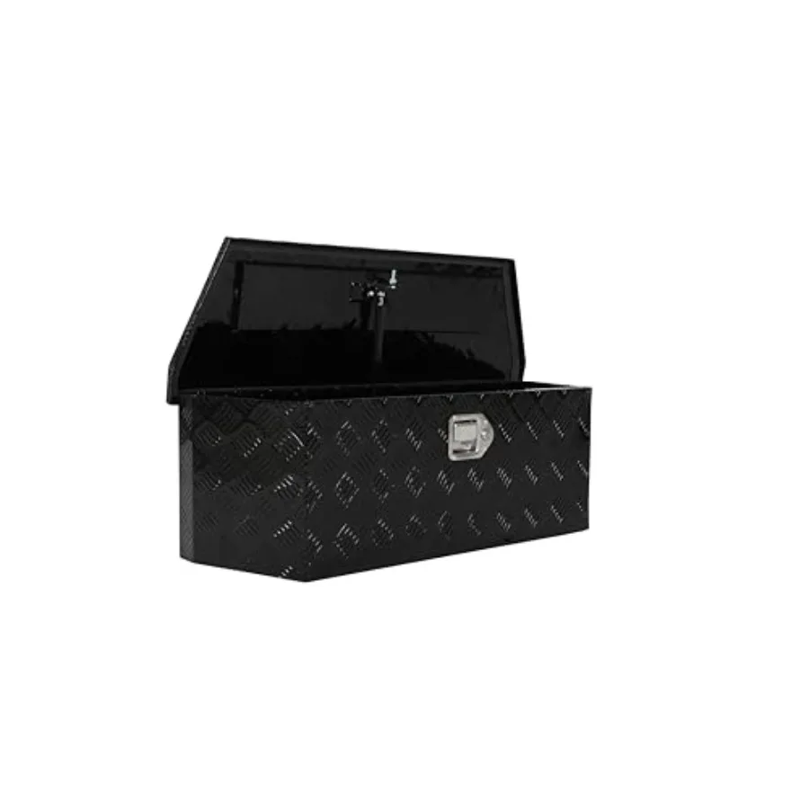 

35 X 12 X 12 Inch Black Heavy Duty 5 Bar Tread Aluminum Trailer Tongue Box Pick Up Truck Tool Box Storage Organizer w/Lock and