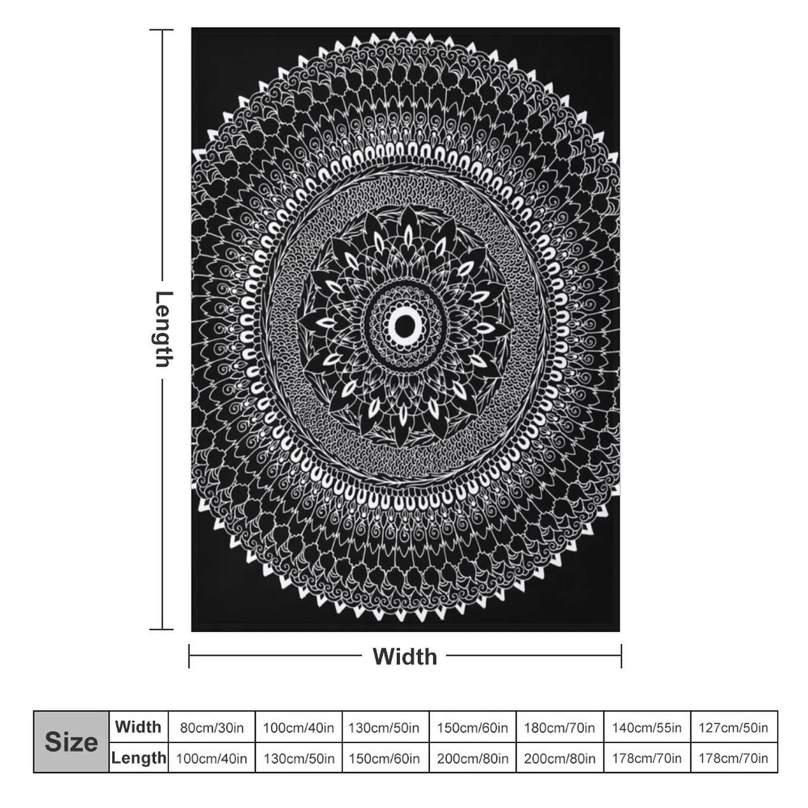 Thai Fusion Mandala Black - By SimmyGhatt Throw Blanket christmas decoration Hair Blankets