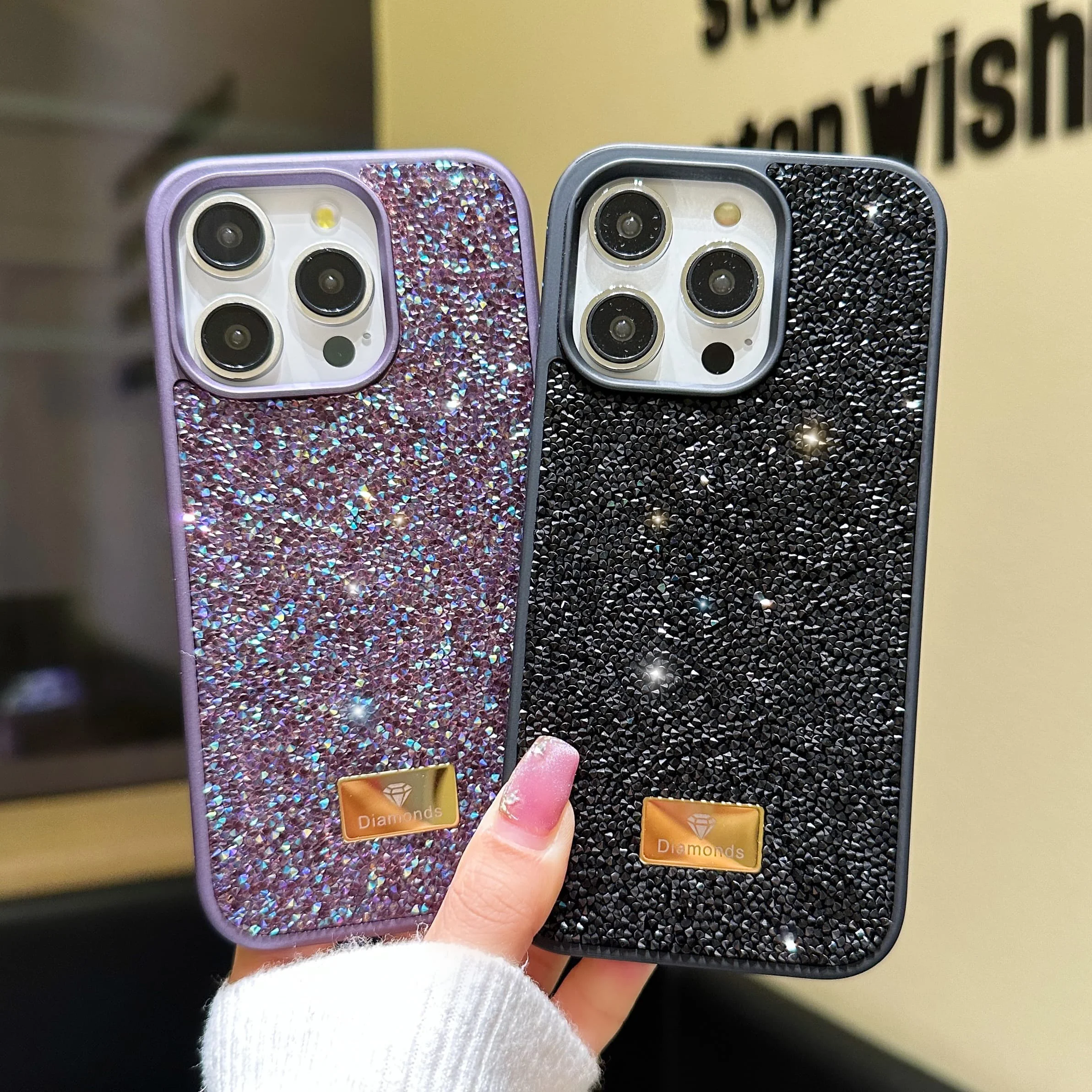 Luxury INS Dazzling Full Covered Zircon Macaroon Color Phone Case for iPhone 17 16 15 14 11 12 13 Pro Max Plus 16e Back Cover