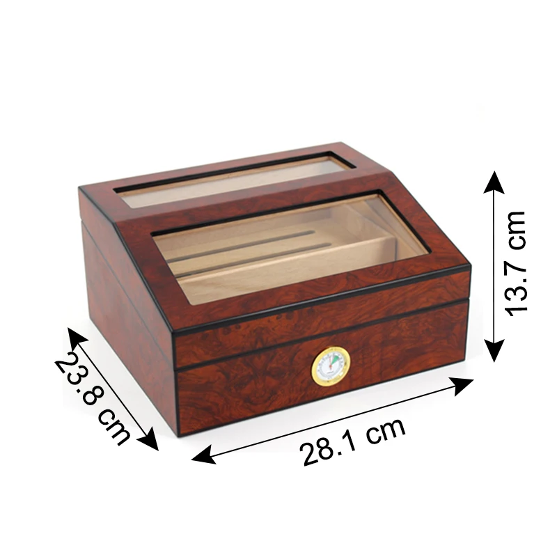 

Beveled Glass top display solid wood cigar box cedar wooden humidor boxes for cigars