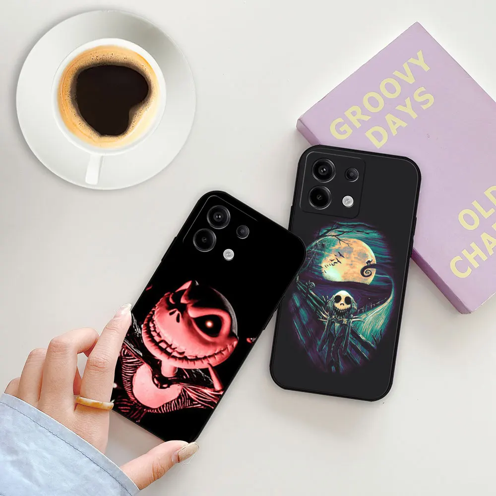 Disney The Nightmare Before Christmas Case For Redmi Note 13 12 11 10 ProPlus 12S 11S 11T 11E 10S 9 9S 8 8T Pro Max Black Cover