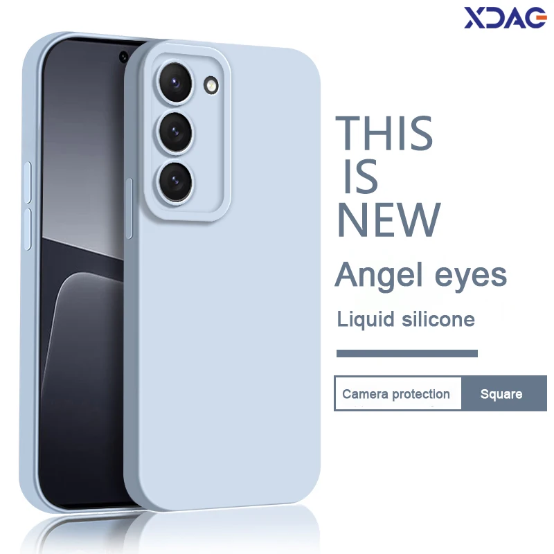 

Coque Fundas Liquid Silicone Phone Case for Samsung Galaxy S23 5G Angel Eyes Soft Square Matte Lens Protection Luxury Back Cover