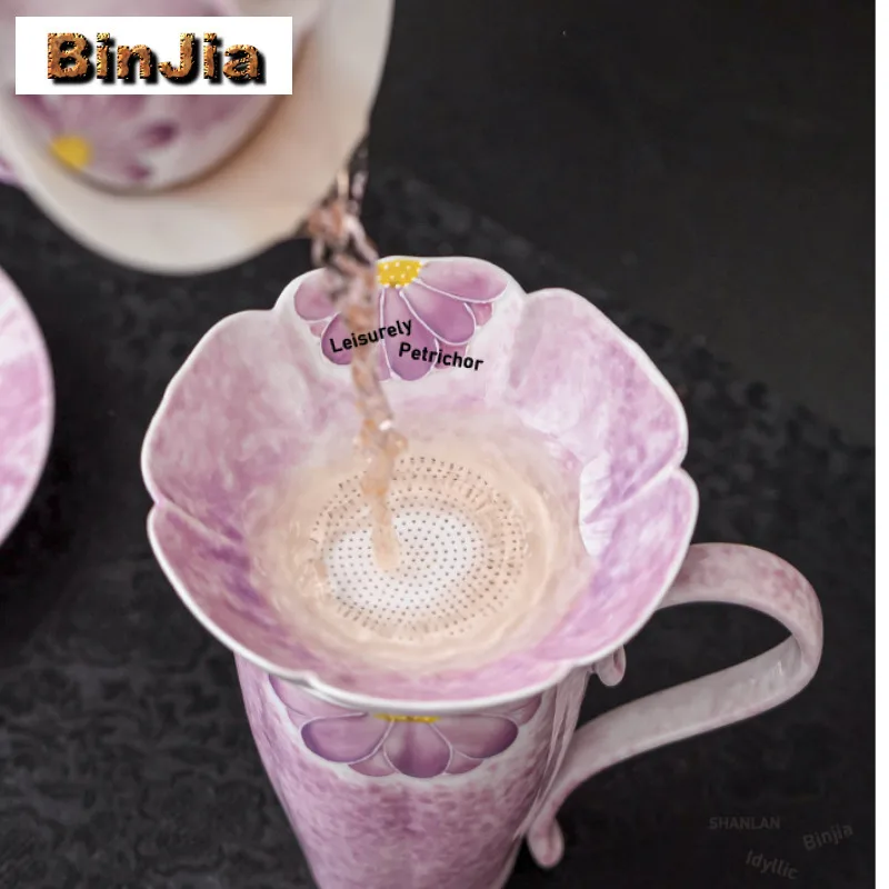 Hand-painted Purple Daisy Tea Separator Infusor Elegant Tea Strainer Dispenser Tea Brewing Tea Filter Tea Ceremony Collection