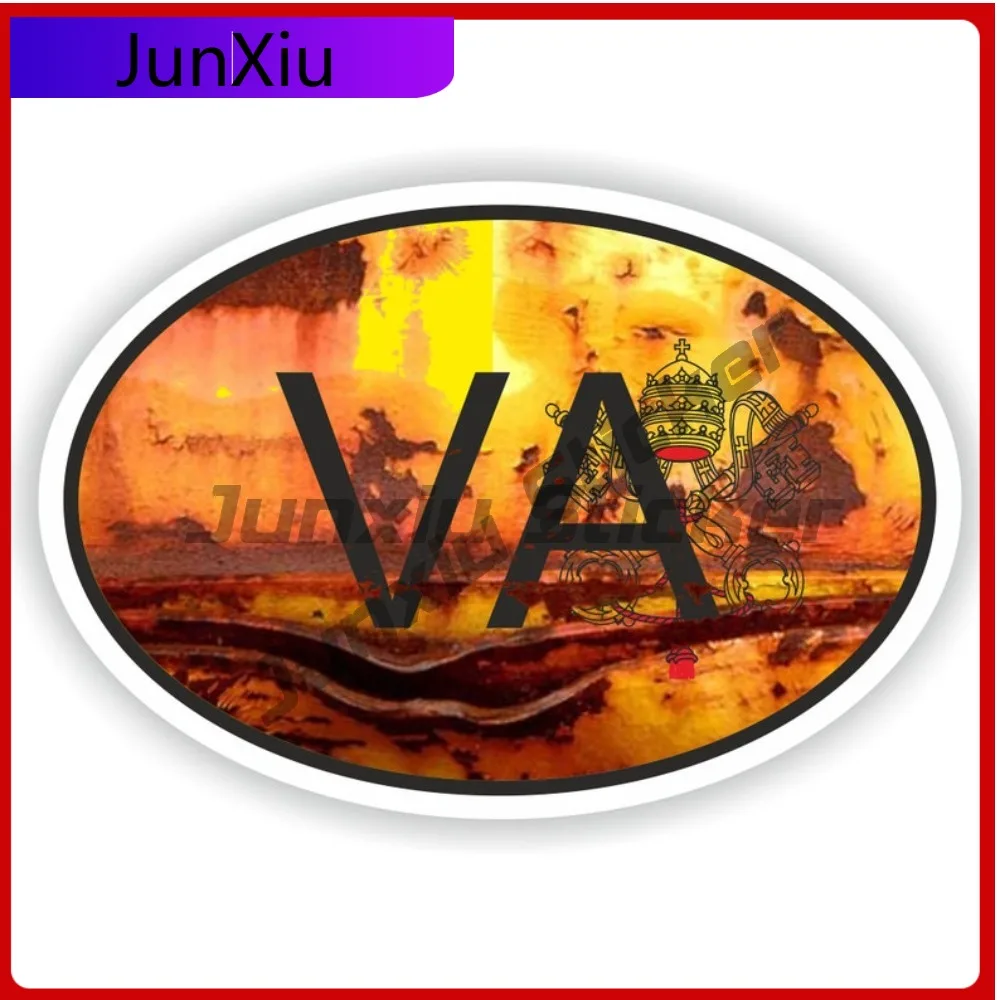 

Vintage Holy See Vatican Oval Country Code Va Flag National Emblem With White Border Vinyl Decals Scratch Cover Exterior Motorcy