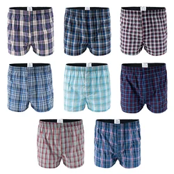 Roupa interior masculina boxers shorts casual algodão sono cuecas xadrez confortável homewear listrado praia calcinha