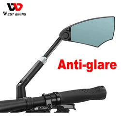 WEST BIKING Anti-Glare Bicycle Rearview Mirror Telescopic 360° Adjustable Handlebar Rear View Mirror MTB E-Bike Scooter Parts