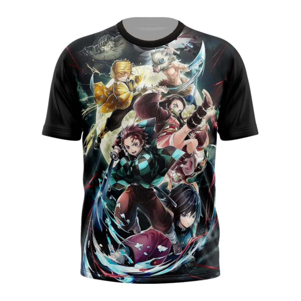 Bandai Demon Slayer: Kimetsu No Yaiba Anime All Over Print Athleisure-T-Shirt für Erwachsene und Kinder, Sommer, schnell trocknend, weich, leicht, bequem – Detail 3