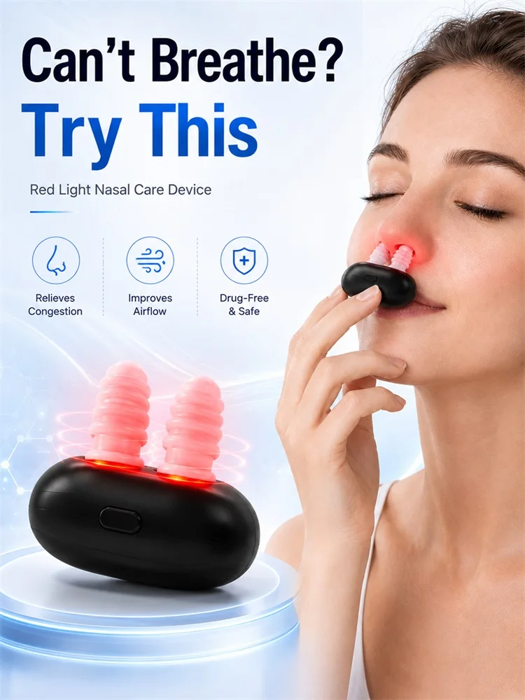 Smart Nasal Phototherapy Device Red Light Infrared Therapy Relief for Chronic Rhinitis/Itchy/Runny Nose Care