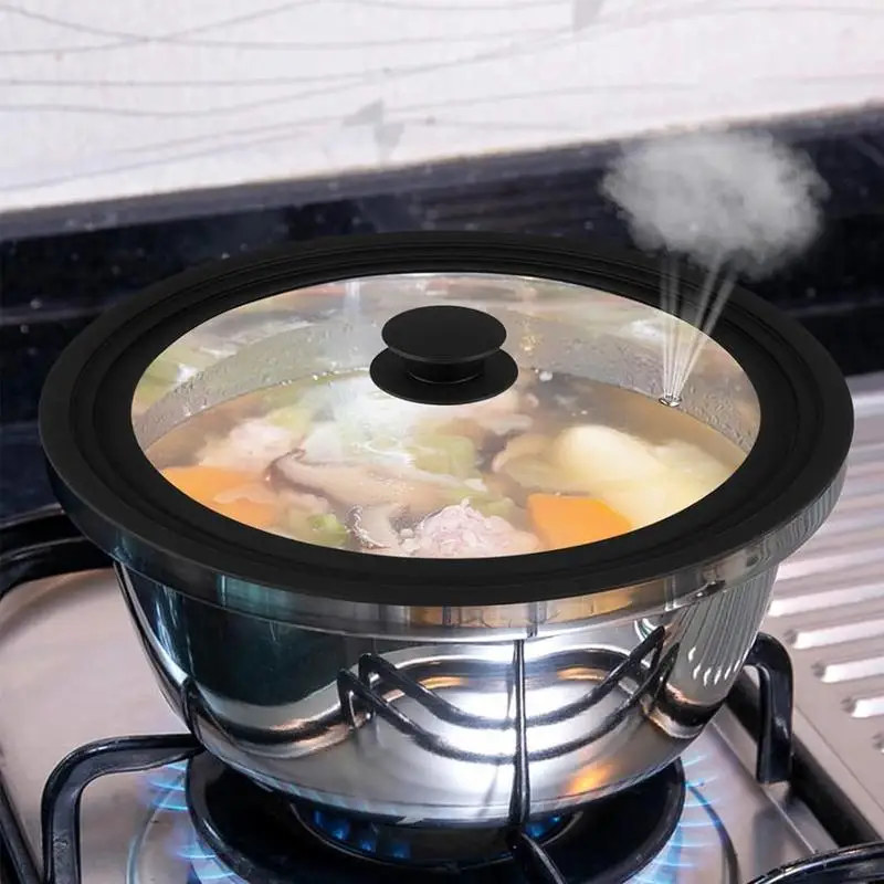 Pan Cover for Frying Multi-Size Black Glass Top Covers Pot Replacement Parts Kitchen Gadgets Skillet Tool Cookware Accessories