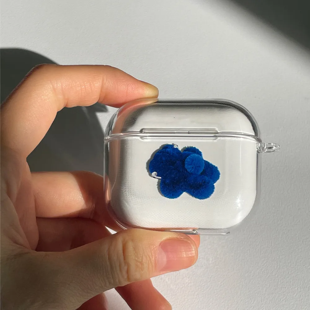 Милый мягкий чехол для Airpods с голубым медведем для Apple Airpods 1, 2, 3, мягкий силиконовый чехол, прозрачный силиконовый чехол для наушников Airpods Pro