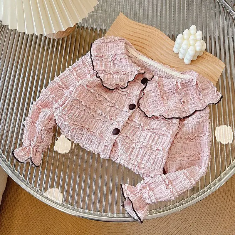 Kinder Puppen kragen Blusen Frühling und Herbst neues Baby Mädchen Spitzen hemd für Oberbekleidung Basis Langarm Top