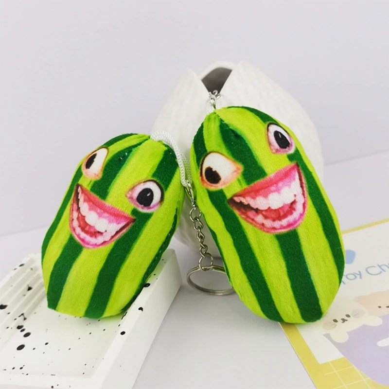 Sprechender Wassermelonen-Schlüsselanhänger, zusammendrückbarer Plüsch-Schlüsselanhänger, Rucksack-Hängeornament