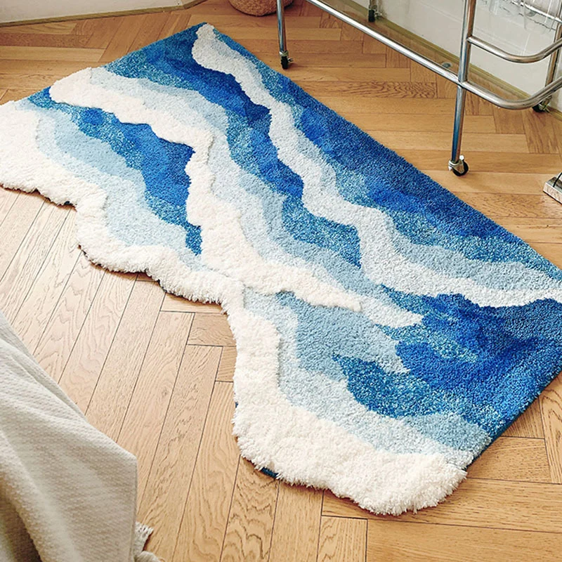 ATUNUS Nordic Irregular Shape 3d Microfiber Moss Rug Soft Decorative Home Carpet High Pile Fluffy Tufted Moss Bath Mat