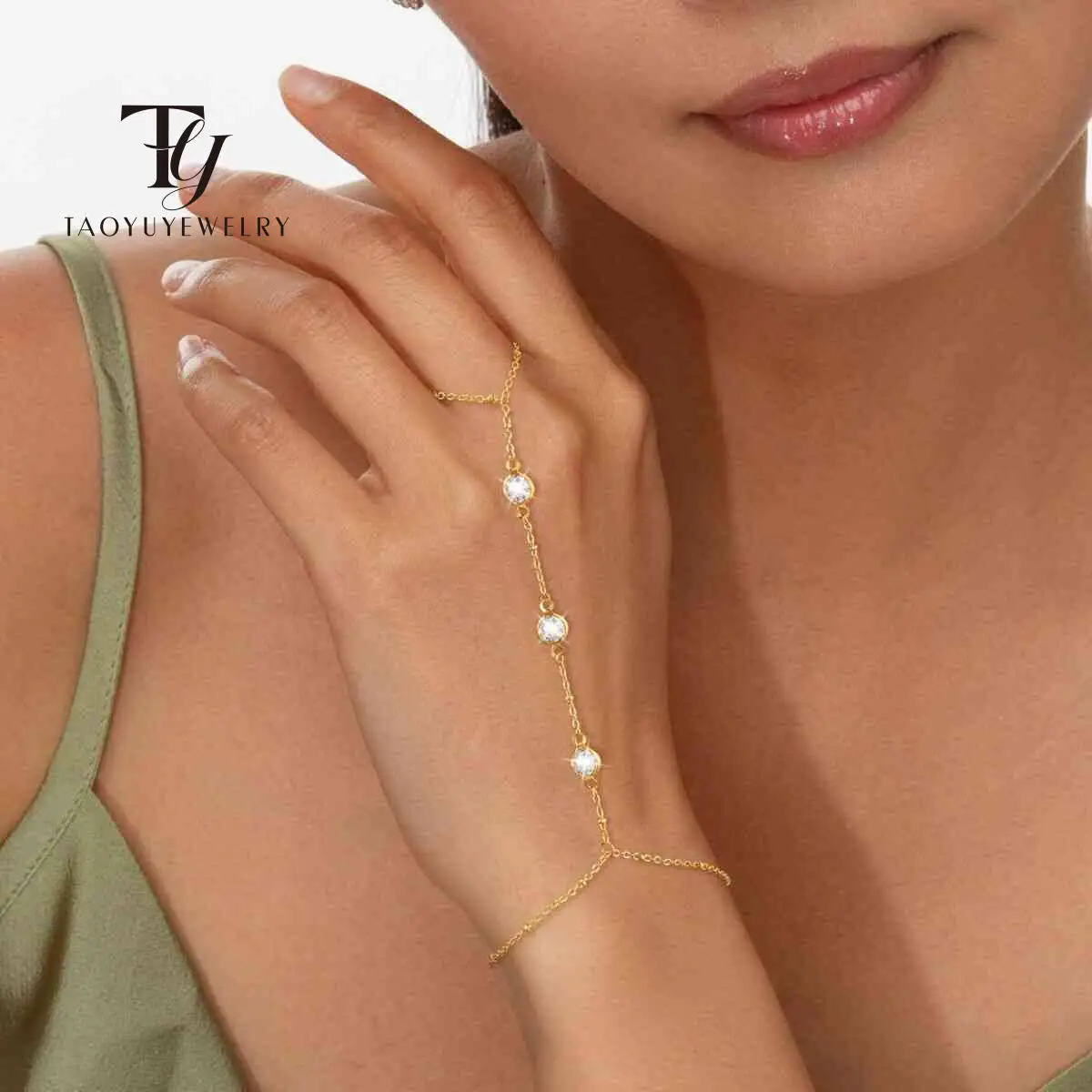 

2025 New 925 Sterling Silver Moissanite Women's Bracelet Finger Chain 0.1CT*3 Minimalist Adjustable Bracelet Jewelry Party Gift