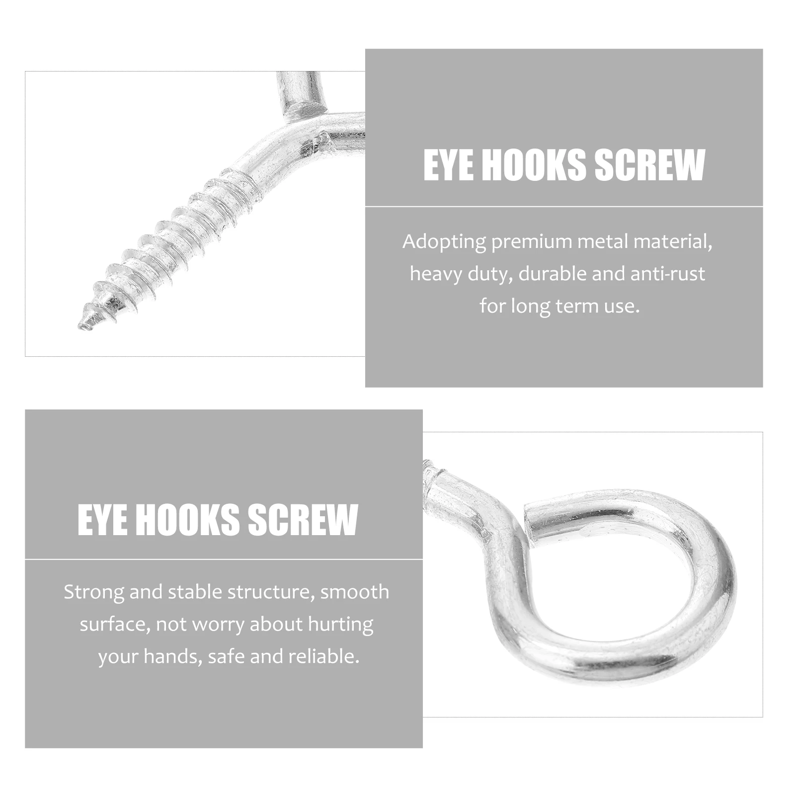 

10pcs Heavy Duty Eye Screw Hooks Nickel-plated Iron Lifting Hardware Strong Anti-rust Silver Office Machinery