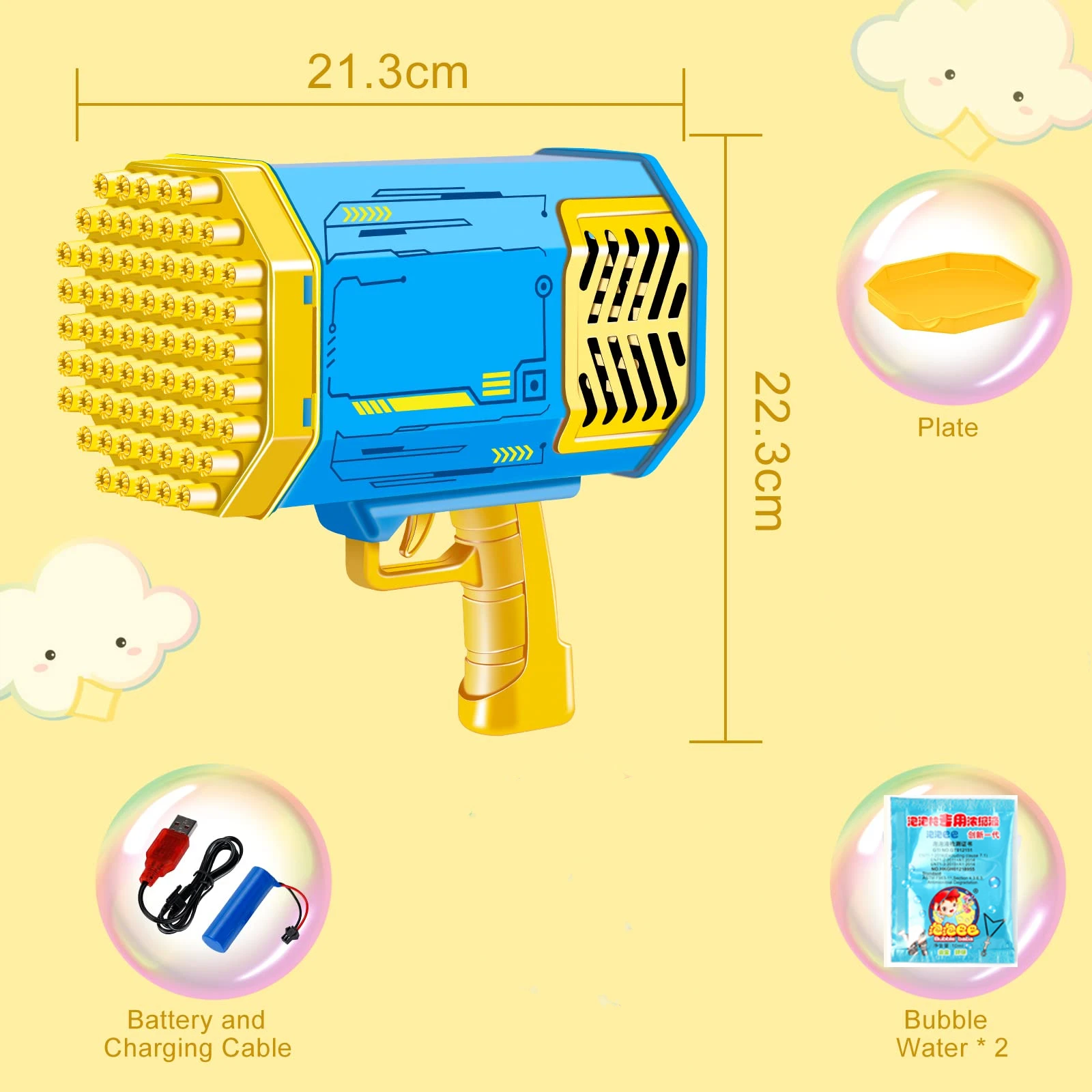 Pistola de burbujas de cohete de 69/88 agujeros, juguete con luz colorida, máquina automática para hacer jabón de burbujas Gatlin, mitrolas, juguetes al aire libre para niños