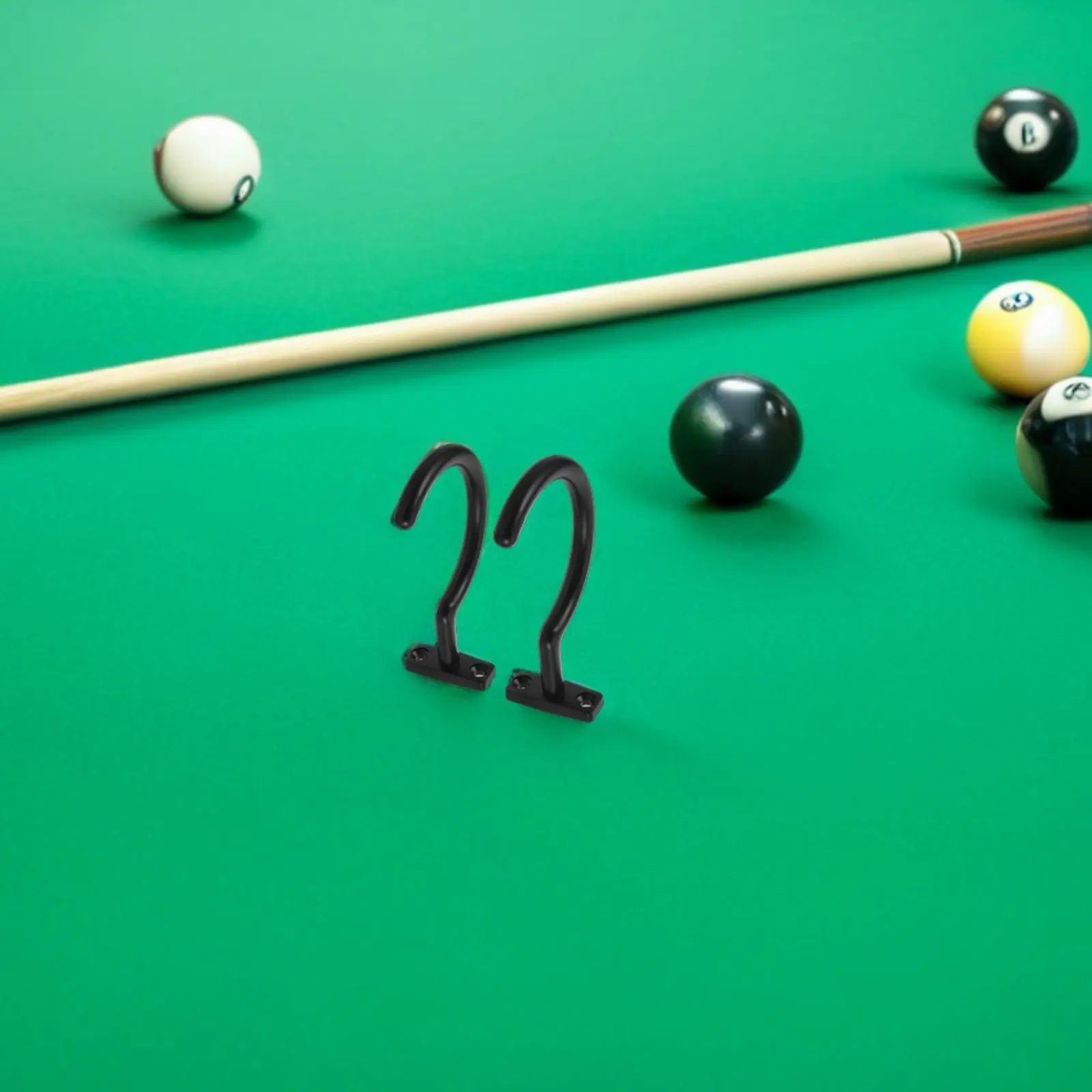 

4Pcs Metal Pool Cue Hooks Billiard Table Side Hanger Compact Non Slip Surface Sturdy Iron Rack for Cues Triangle Bridge Stick