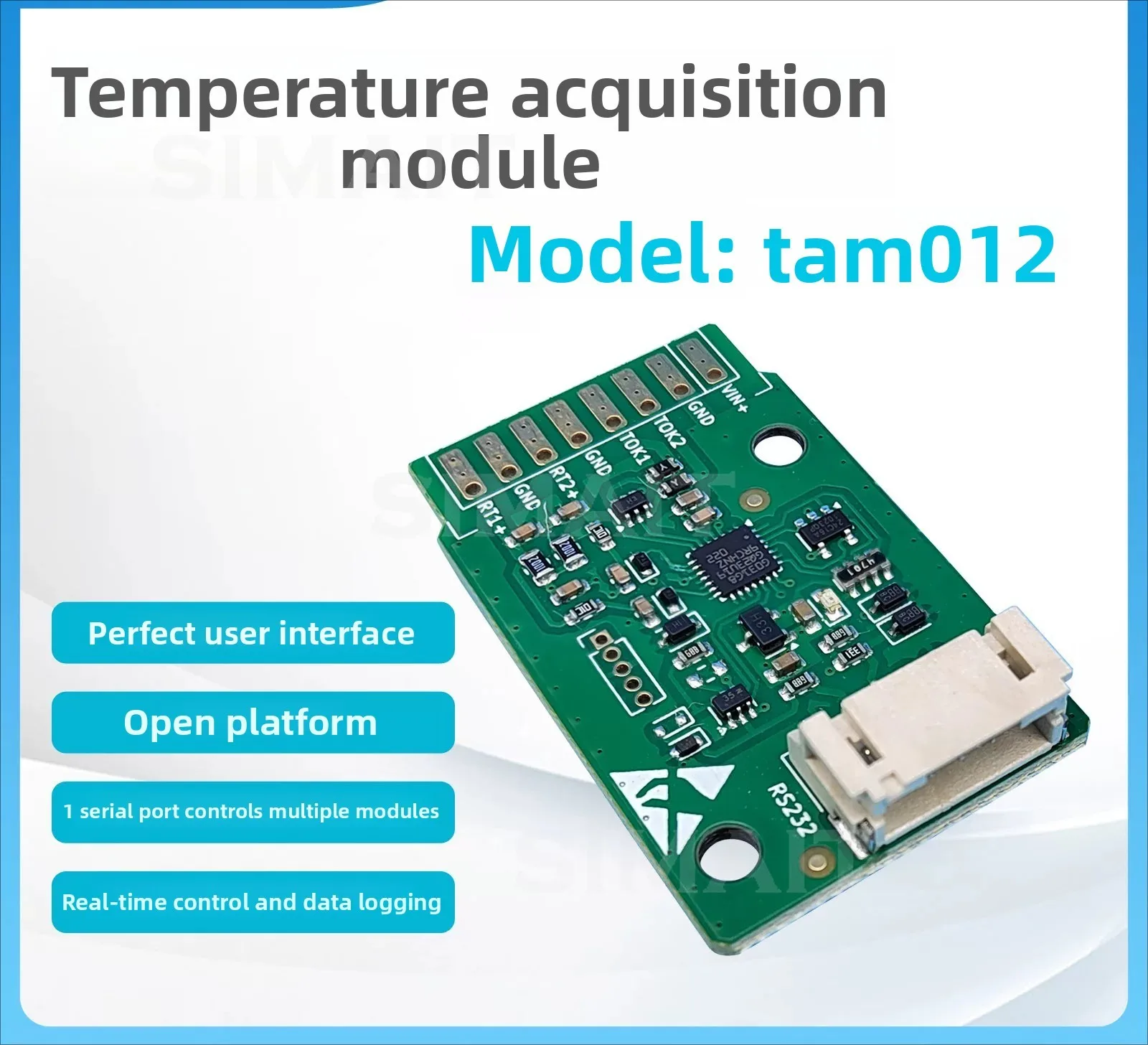 TAM012 Temperature Sensor Module | Dual-Channel NTC Ther mistor & PT1000 RTD Data Acquisition Board