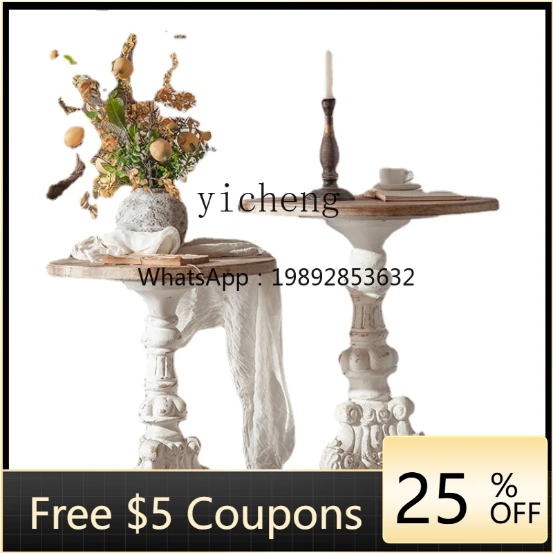 

ZZk Living Room Home Coffee Shop B & B Wedding Photography Retro Distressed Decoration Website Red Small round Table Side Table