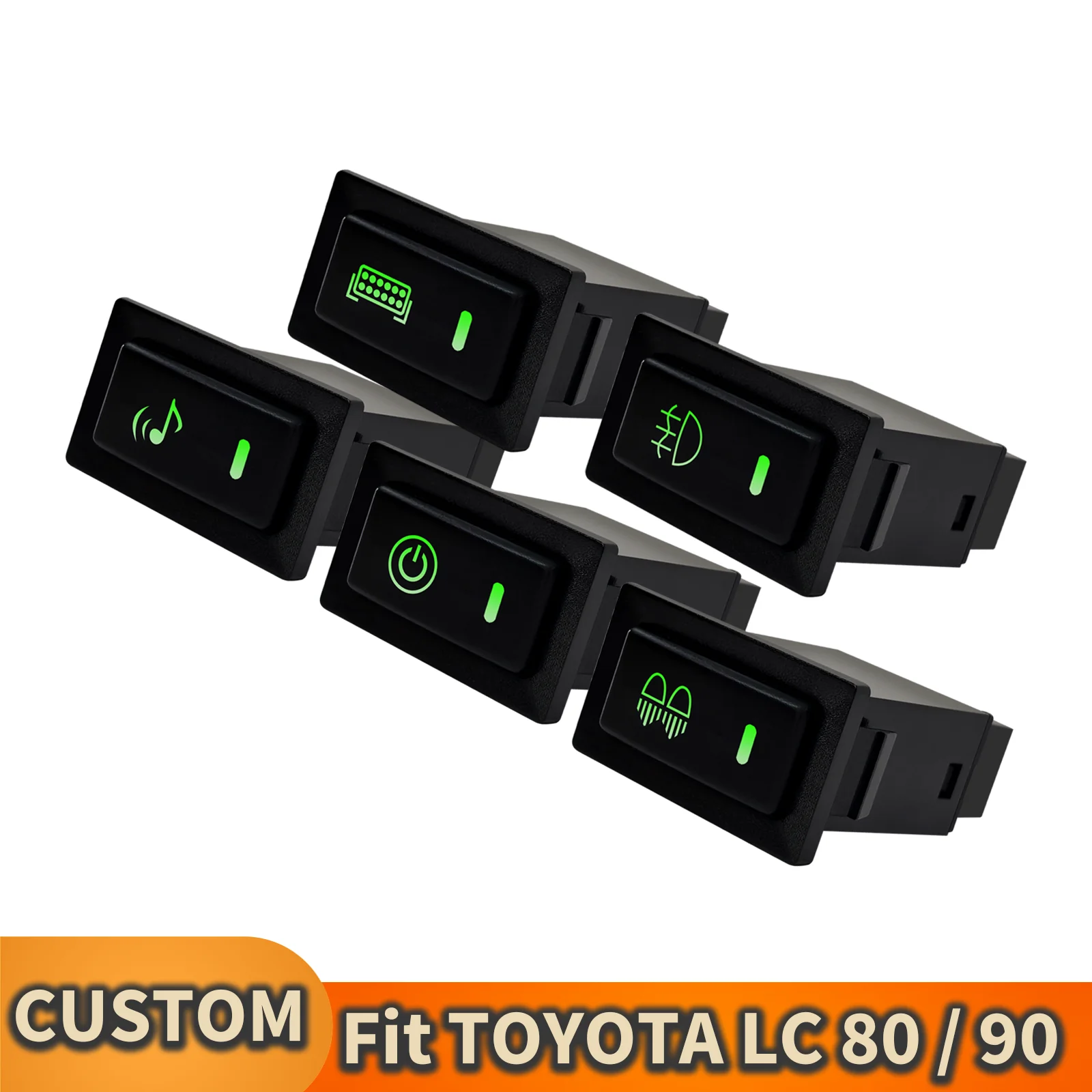 12V Green LED Push Button Switch Starlink Power On-Off GPS for Toyota Land Cruiser 60/75/78/79/80 Prado 90/95 Hilux ~2005