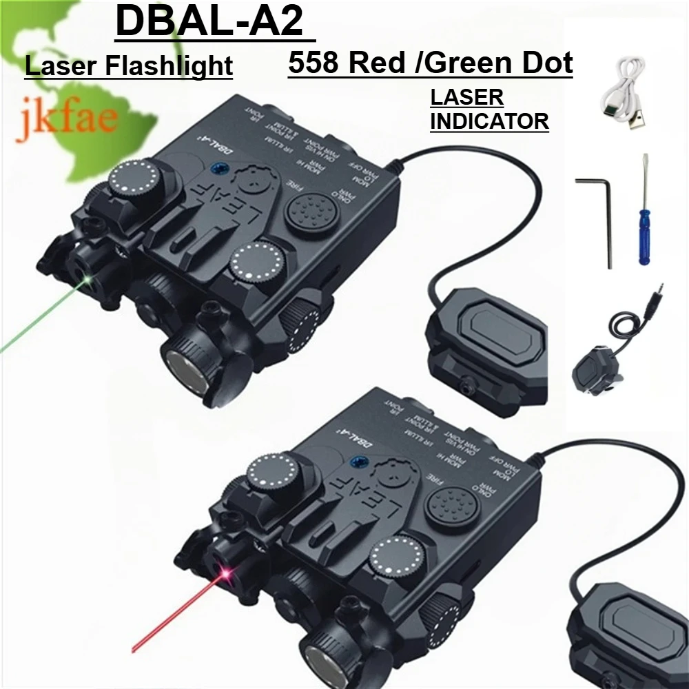

Тактический лазерный фонарик DBAL-A2, индикатор, красная, зеленая точка/белый светодиодный светильник W*apon, подходит для 20 мм, рейка, страйкбол, уличная охота