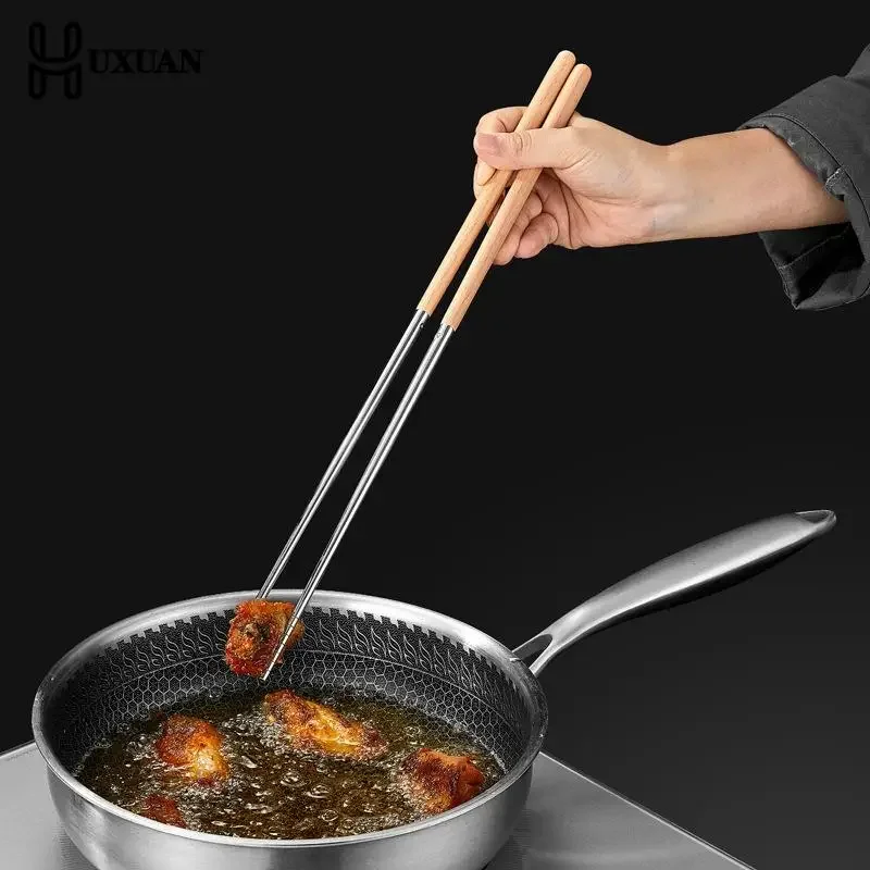 Stainless Steel Chopsticks Long Chopsticks Cook Noodles Deep Fried Hot Pot Chinese Chopsticks Reusable Metal Chopstick Tableware