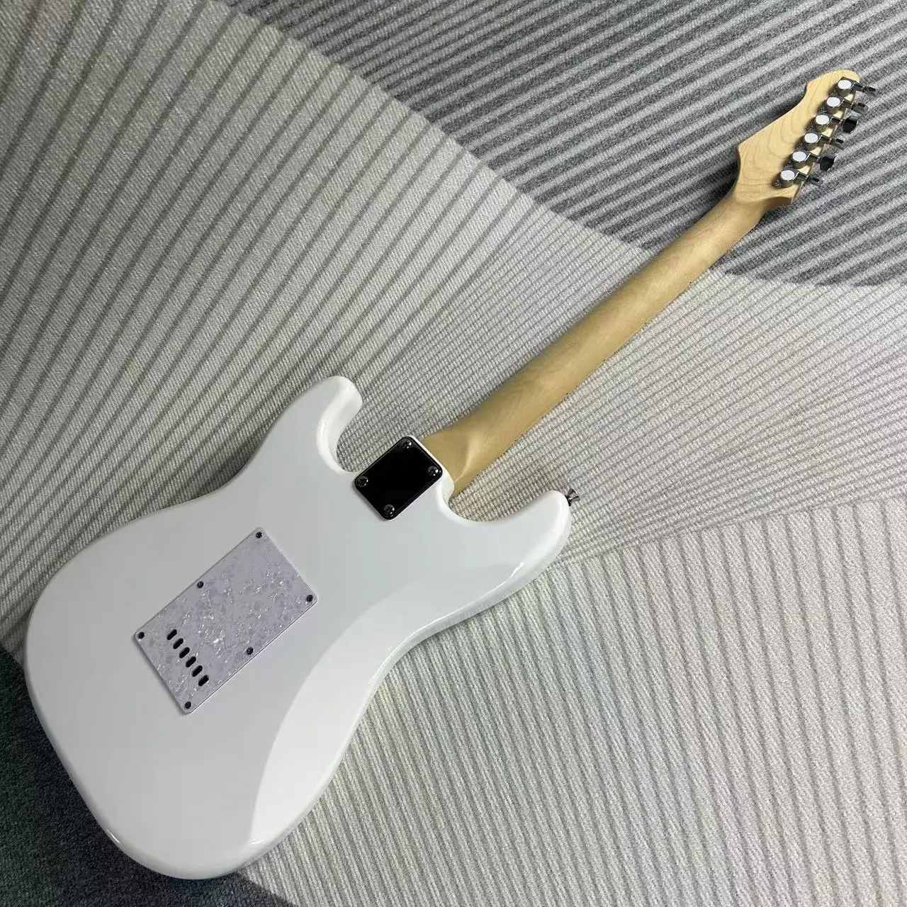 Gleeson Hot Sale ST Electric Guitars White&Sky Blue Version 21 Frets Matte Finish Maple Neck