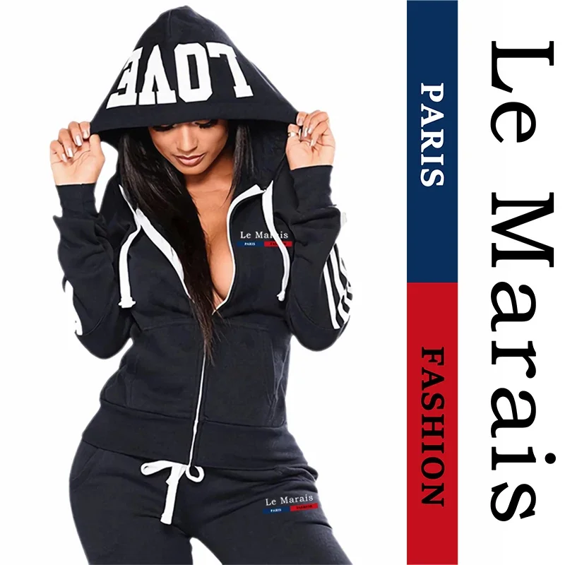 

Outdoors Fashion Casual Daily Women's Tracksuit Two-piece Set Suit Sports Comfortable Zipper Gym Hoodie Jogging Quality Matching