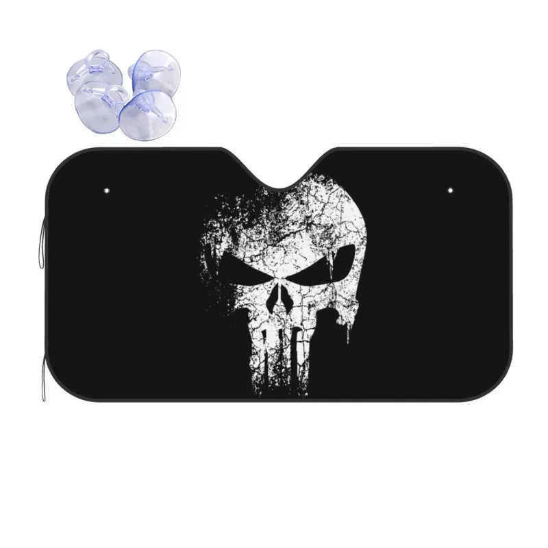 Punisher Skull Sunshade Windscreen Cute Car Front Window Visor  Sun Visor Accessories Covers