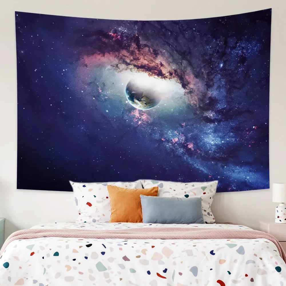 Milky Way Night Sky Tapestry Night Starry Sky Landscape Tapestries Bohemian Psychedelic Home Living Room Bedroom Wall Hanging