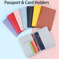 PU Leather Passport Storage Bag Soft Solid Color Ultra Thin ID Credit Card Bags Multifunction Card Holders Outdoor