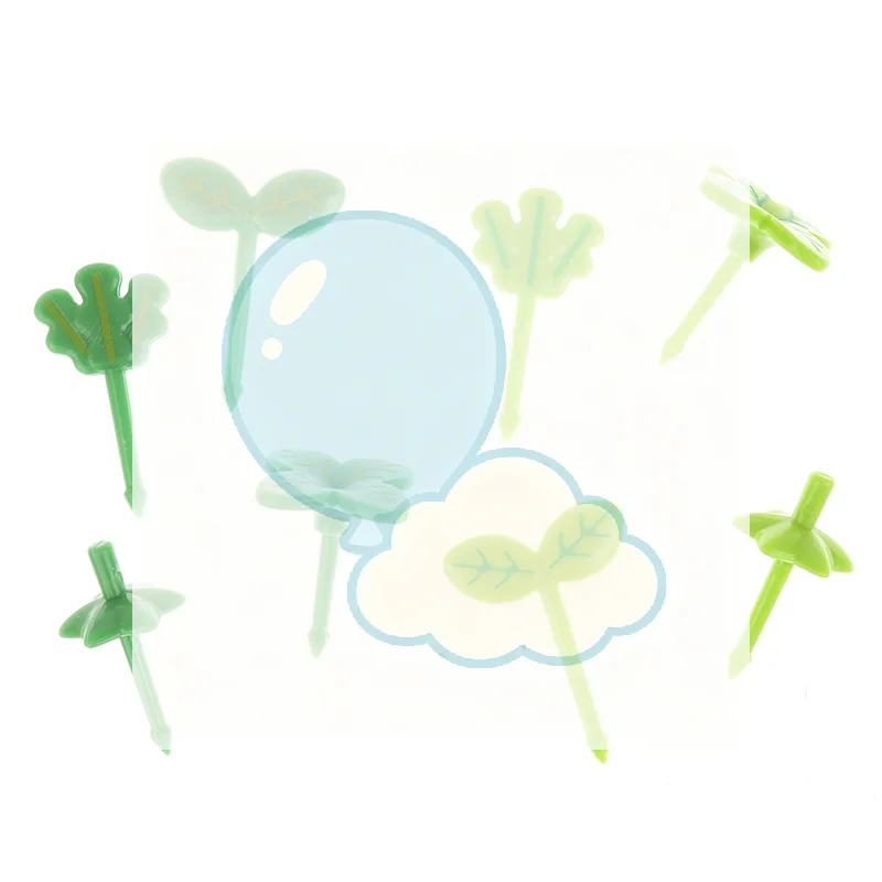 8pcs Fruit Fork Toothpick Leaves Plastic Decoration Lunch Box Bento Accessories Small Salad Tiny Fork Mini Cake Picks For Kids