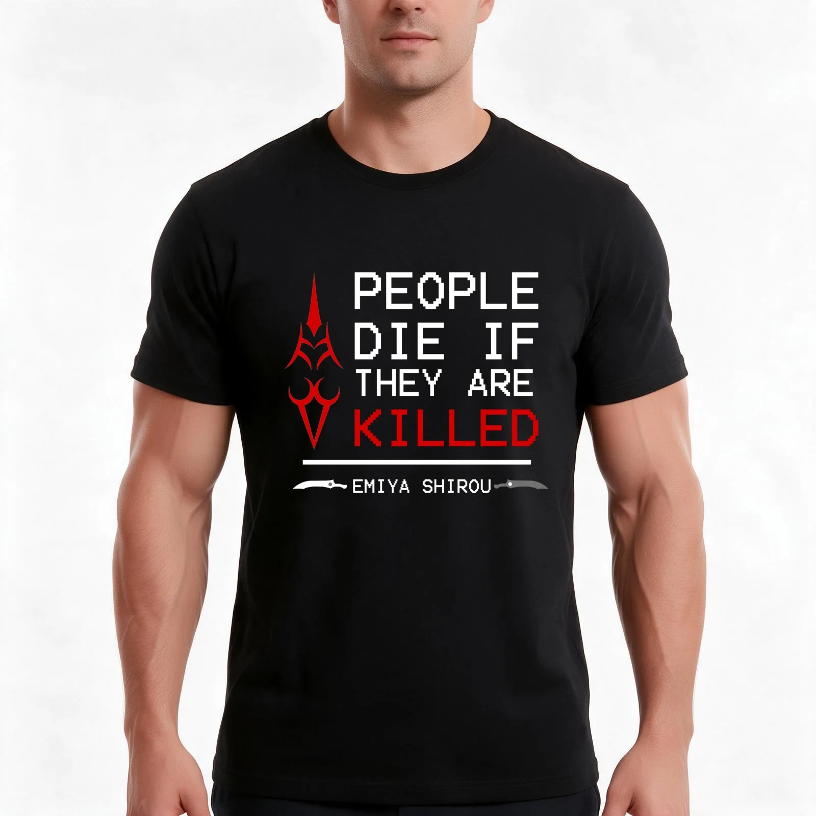 People die if they are killed emiya shirou fate T-Shirt Summer Casual Cotton Tee Oversized Streetwear Tops Unisex Men Women