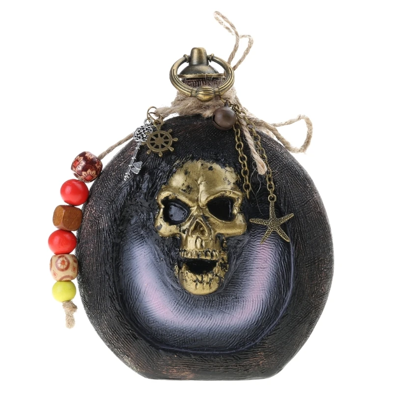 Halloween Skull Pirate Rum Bottle Ornament Decoration Accessories Flask Figurines Theatrical Props Decoration